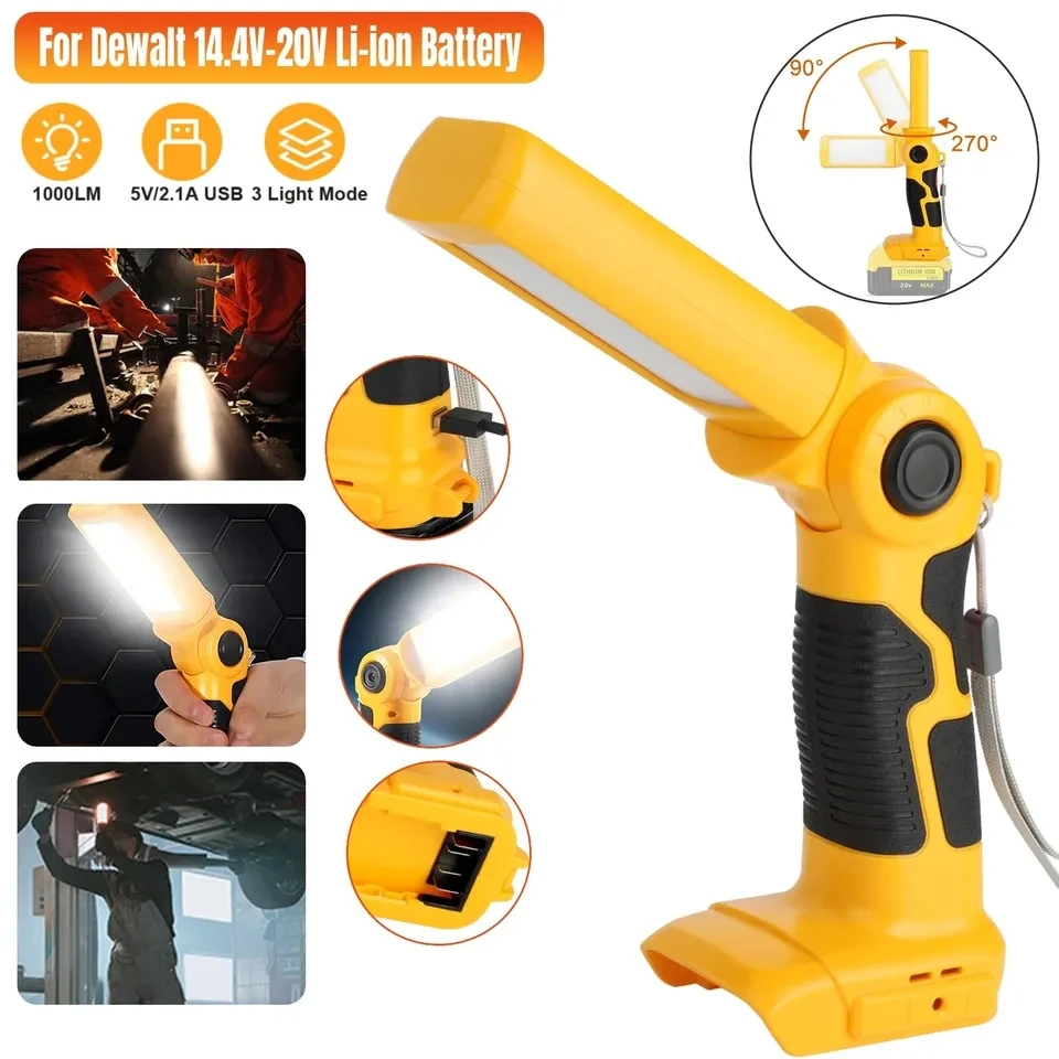 Led Light For Dewalt 18V Li-ion Battery Portable Spotlight Outdoor Work Fishing Handheld Emergency Tool Light No Battery