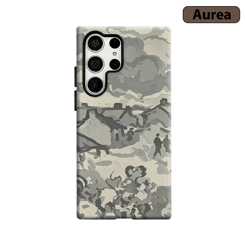 Muted Village Art Phone Case for Samsung Galaxy S26 S25 Ultra S24 S23 Ultra Plus Shockproof Double layer tough Back Cover