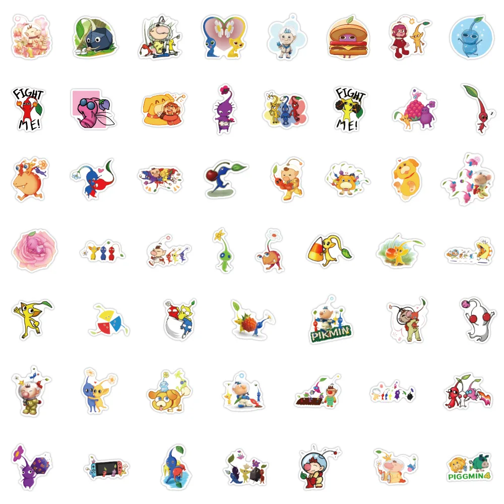 50/100Pcs Cartoon Pikmin Game Figure Graffiti Stickers DIY Notebook Motorcycle Phone Bike Car Decorative Sticker Toy Gifts