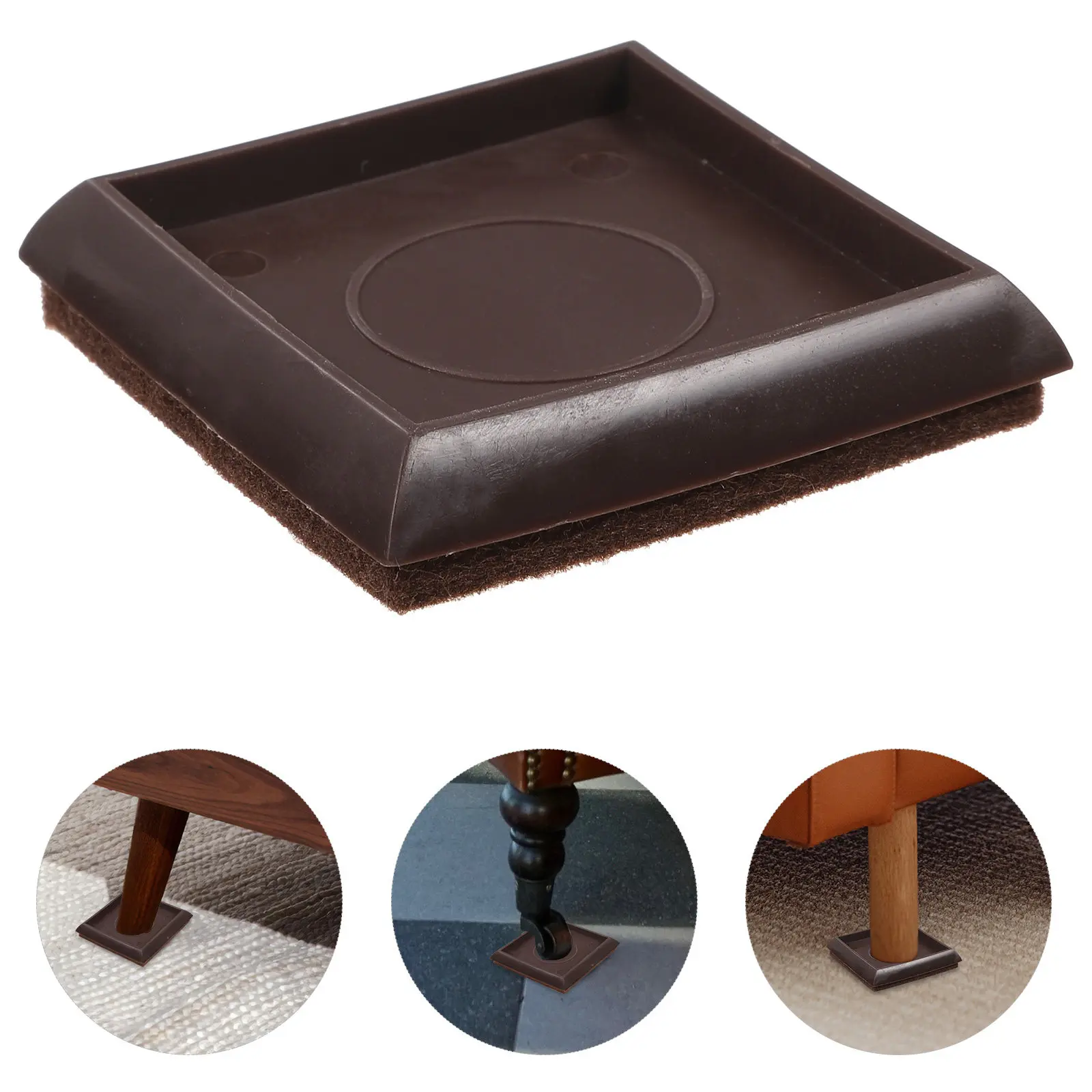 10Pcs Felt Furniture Caster Cups 2 Inch Square Non-Slip Shock Absorbing Floor Protector for Chairs Sofas Beds Tables Cabinets