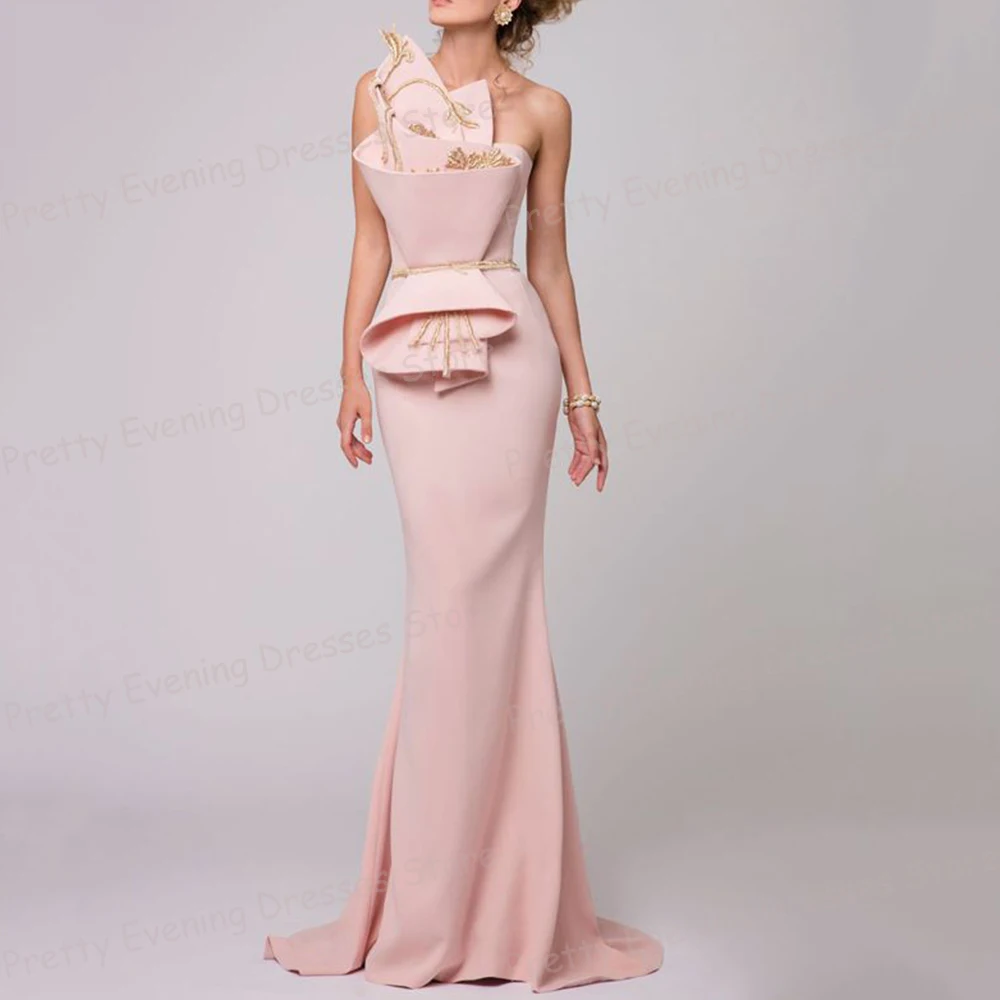 Luxury 2025 Evening Dresses Sleeveless Mermaid Prom Growns Woman's Pleat Satin Appliques Split Fashion Customized Party Vestidos