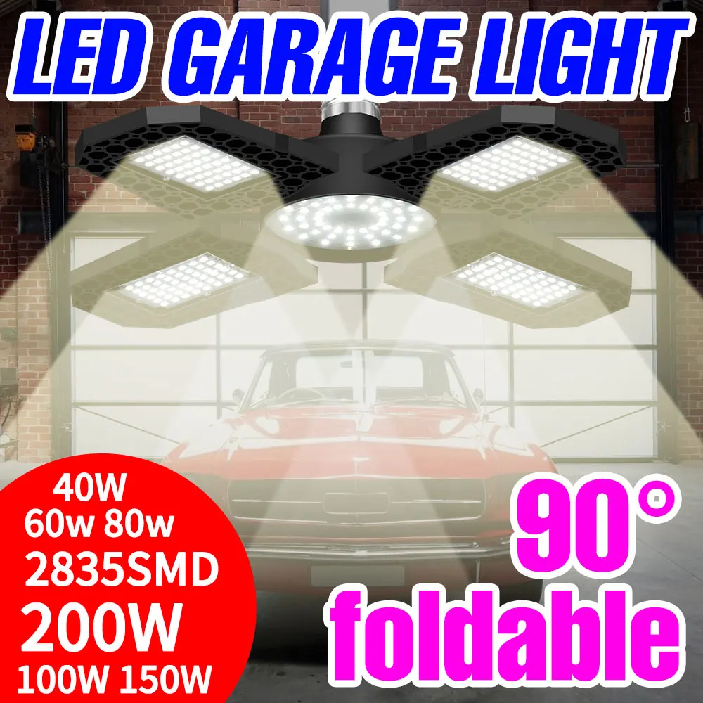 

E27 LED Garage Lights Folding Deformation Lamp Workshop Warehouse Industrial Lighting Cold/Warm White 40W 60W 80W 100W 150W 200W