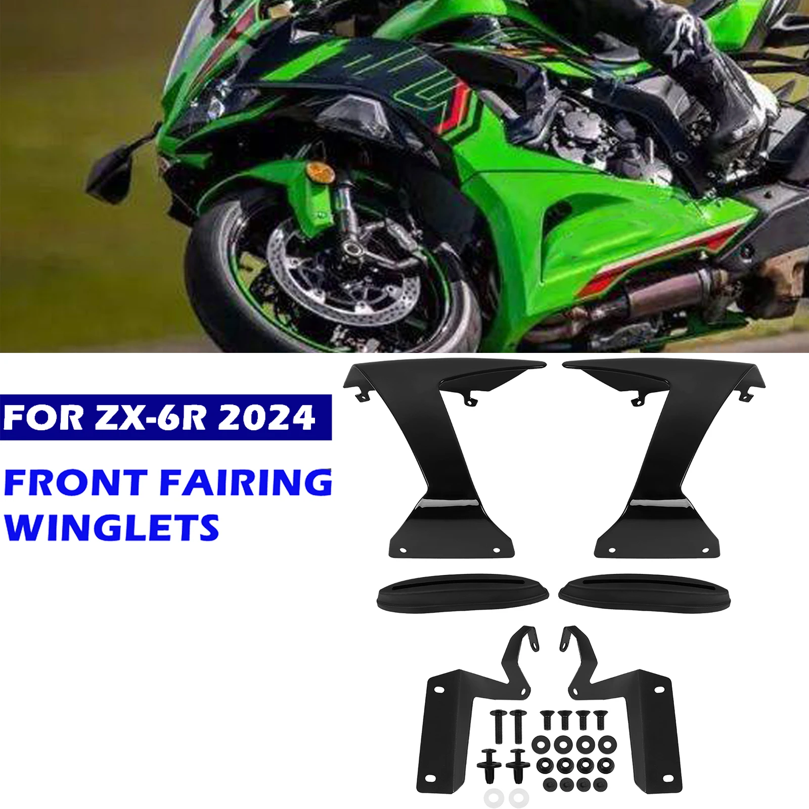 Motorcycle Front side Wing Spoiler For Kawasaki Ninja ZX-6R ZX6R 2024 Sport Naked Downforce Spoilers Winglet Wing Deflecto