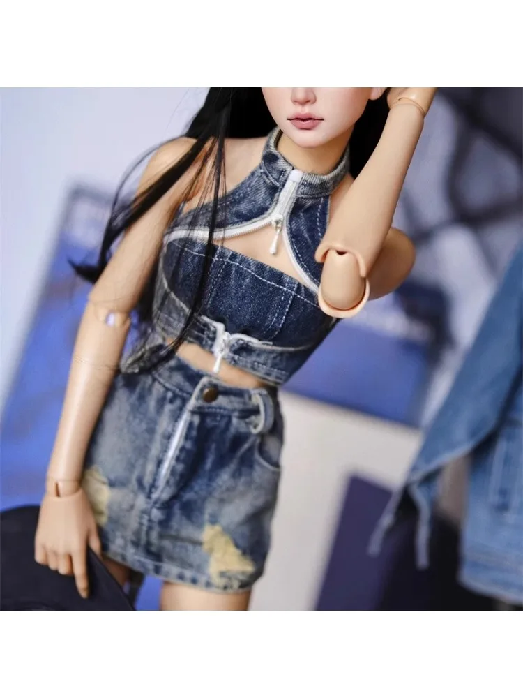 Denim Serie Neck holder Rock Anzug für bjd 1/3 sd16 Puppen kleider w466