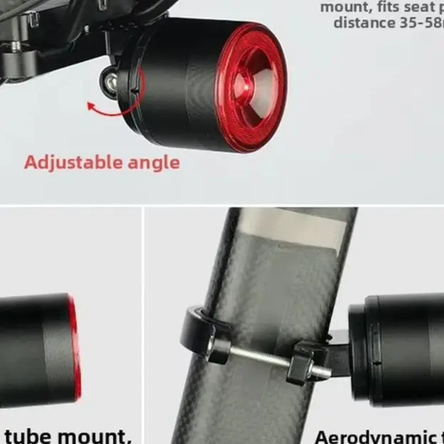 

Smart Bike Taillight LED 300 Lumen Brightness 220 Wide Angle 4 Lighting Modes Aluminum Alloy Engineering Plastic Red Black