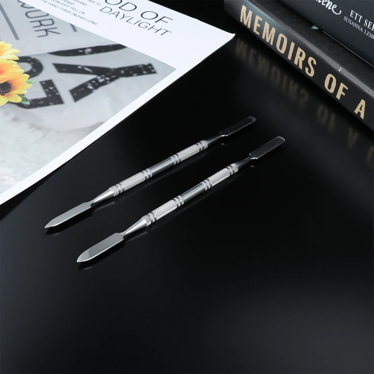 

2PCS Stainless Steel Embossing Stick Makeup Mixing Rod Tool for Foundation Lipstick Concealers Pigments Household Professional