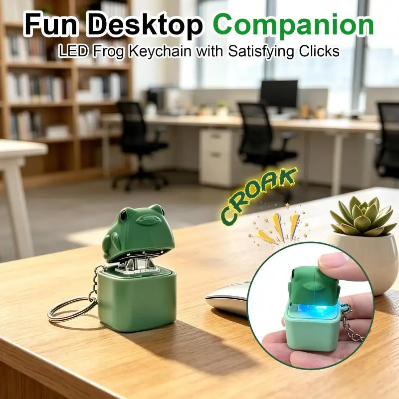 Funny Croaking Frog Duck Fidget Toy Keychain with LED Light Sound Creative Key Ring for Friend Classmate Small Gifts view 6
