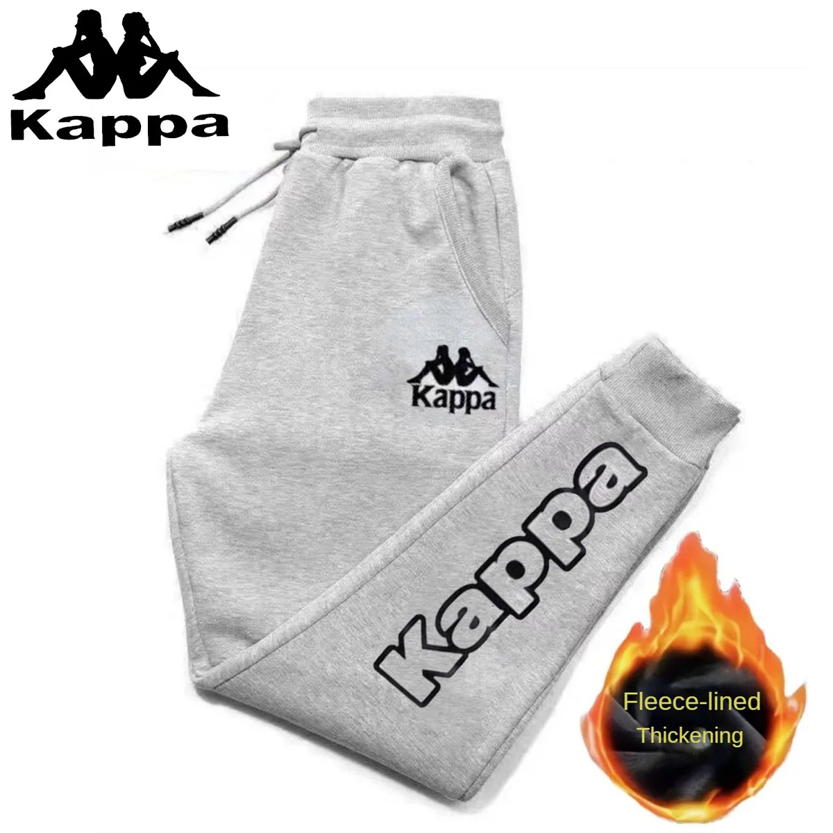 Kappa High-quality Sweatpants Autumn Winter Plus Velvet For Men And Women Casual Loose Sports Trousers Trendy Gym Brushed Pants