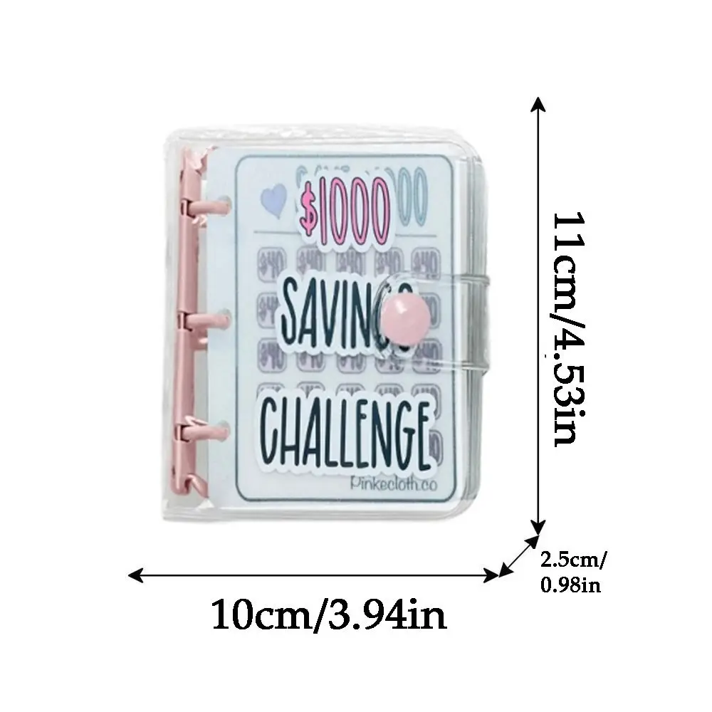 Waterproof $1000 Money Savings Challenge Binder PVC Button Closure Envelope Savings Challenges Book Clear Durable