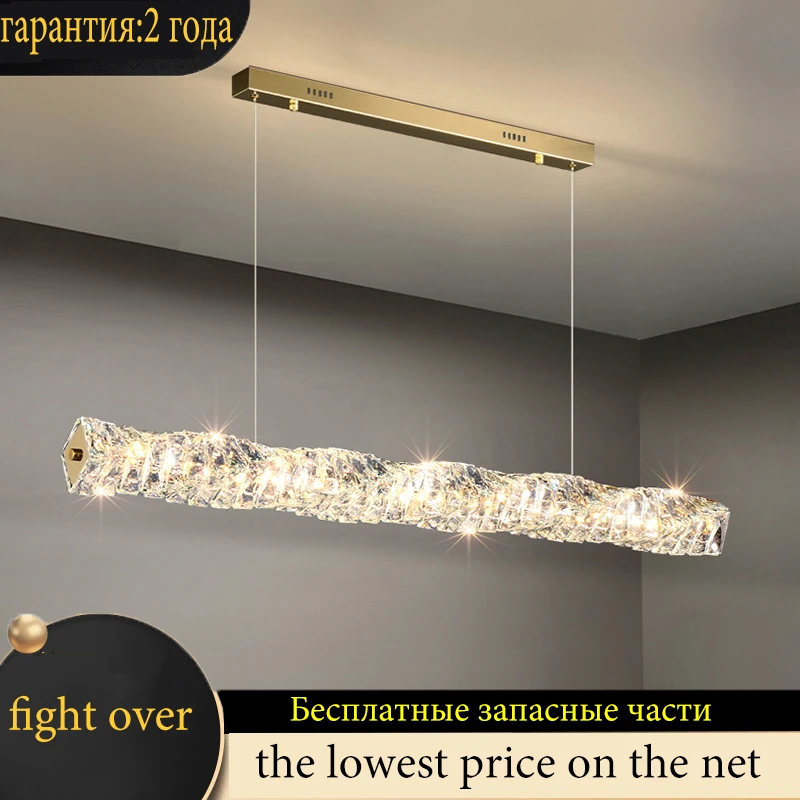 Imagem -02 - Modern Crystal Chandelier For Living Room Long Strip Light Teto Lâmpada Sala de Jantar Quarto Hotel Villa Luxo