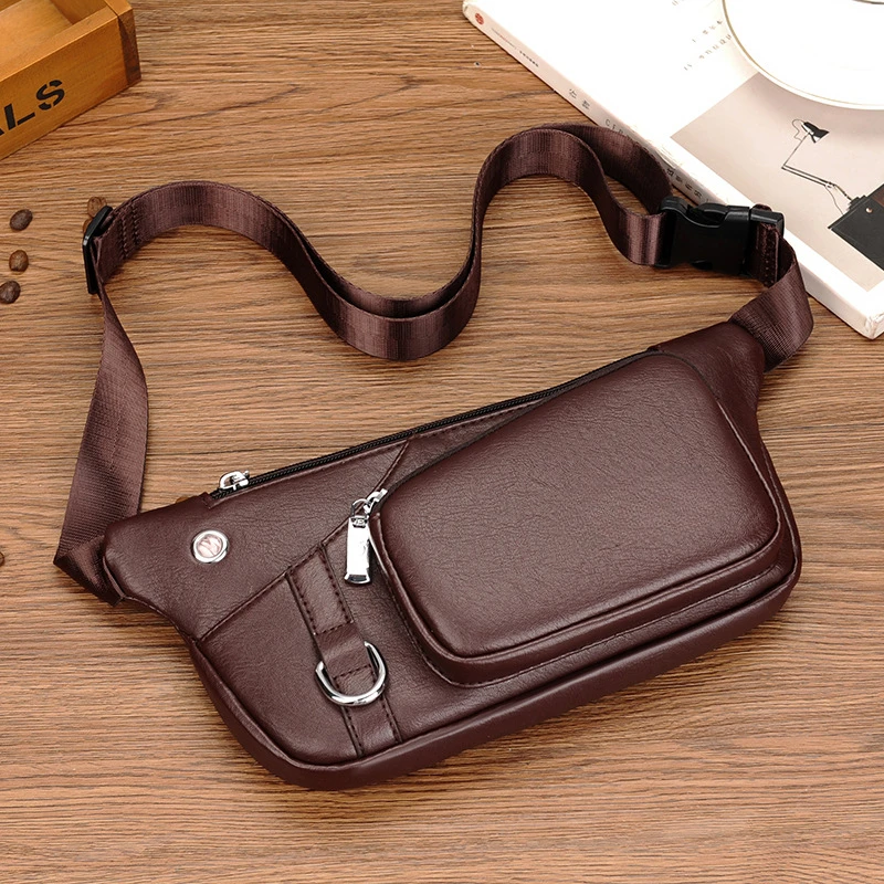 Men's Crossbody Bag Business Large Capacity Waterproof Casual Sports Small Bag PU Leather Feel