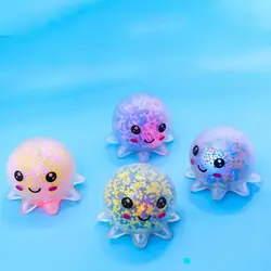 Glowing Light Squid Vent Ball Squeeze Decompressions Toy Bubble Octopus Ball Stress Relief Toy Birthday Gift For Kids Adults