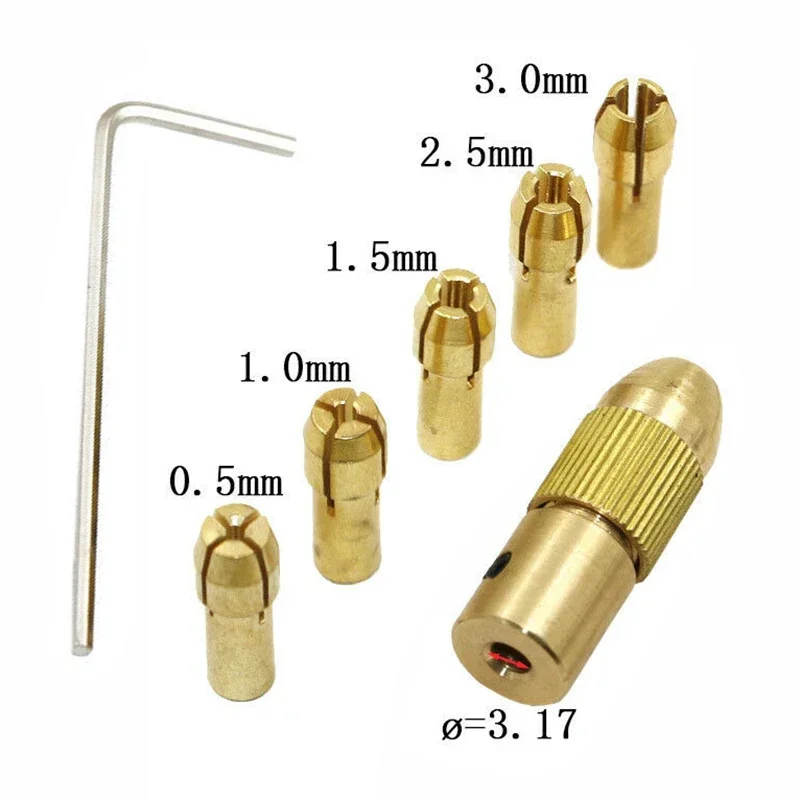 YTOM 7 Pcs 0.5mm-3.0mm Mini Drill Collet Set Brass Drill Chucks Adapter Bits For Twist Electronic Drill Chuck Tool Power Rotary