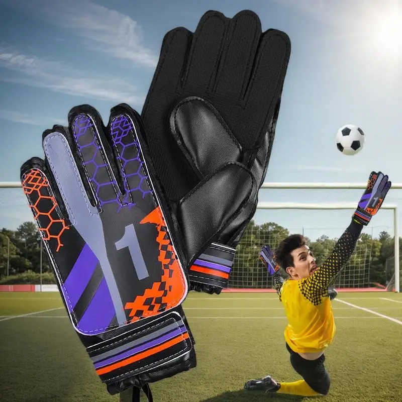 大人ゴールキーパーグローブゴールキーパーグローブPUレザーサッカーサッカー滑り止め保護サッカー子供男性ゴールキーパーグローブS/M/L