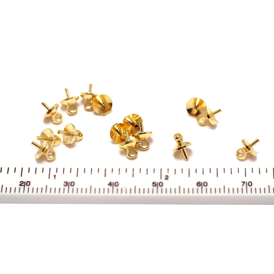 20pcs Eye Pins,Gold Color Plated Brass Clasp Pendant 6.6mm Length,Diameter 5mm Earring Connector