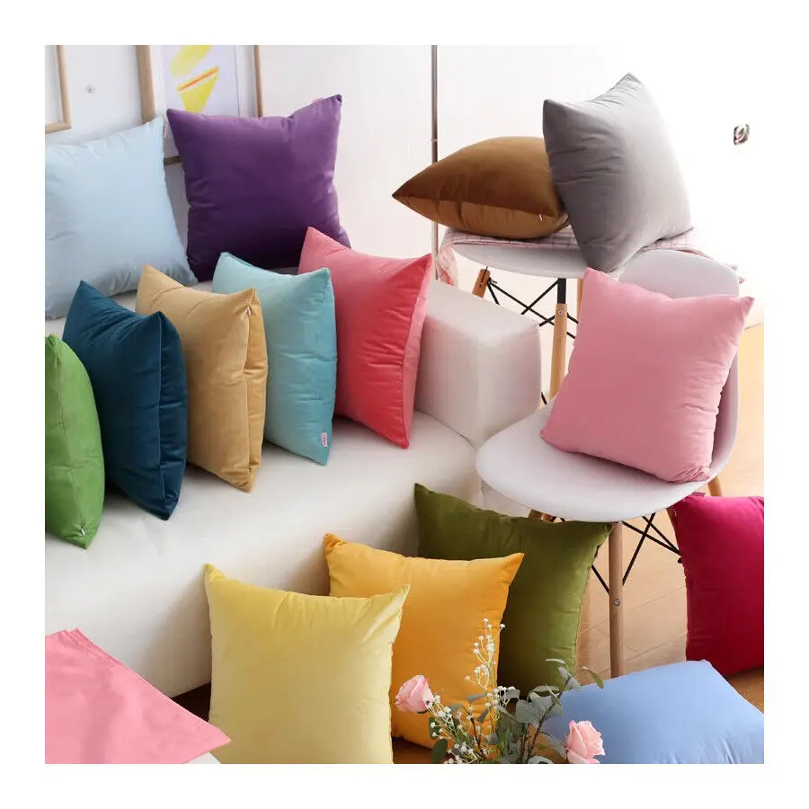 [wamami] 2PCS Solid multicolour Cotton Case Covers Pillowcase Prop