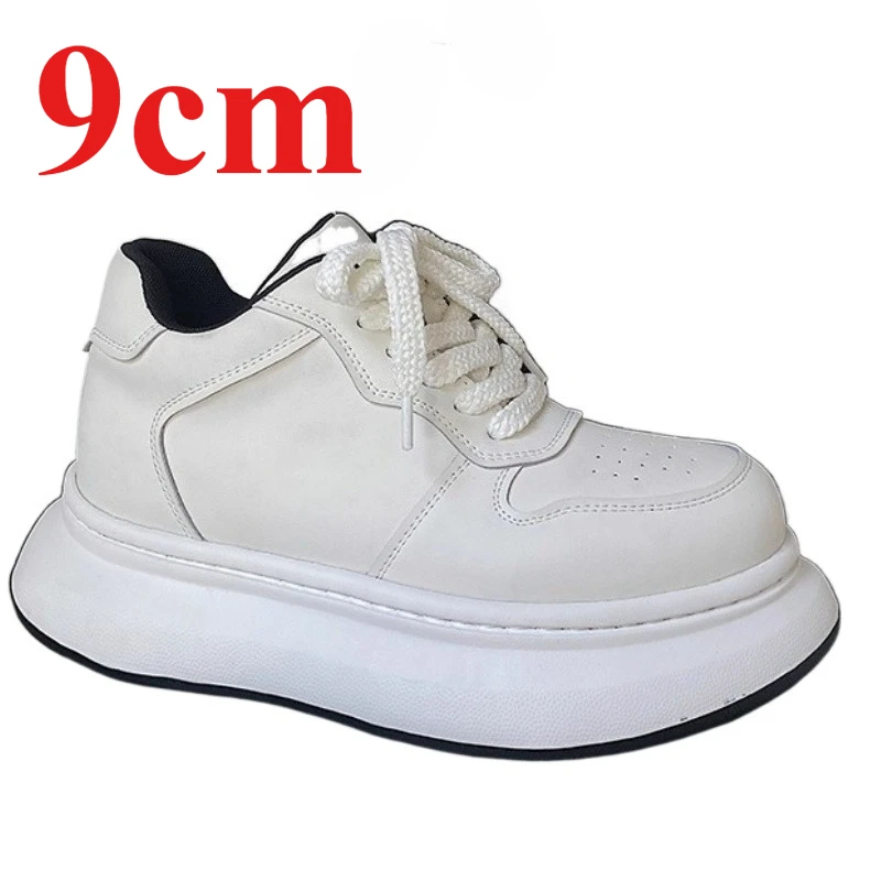 

Invisible Height Increasing White Shoes for Men's 9cm Elevator Thick Sole Board Shoe Korean Version High-end Casual Sports Shoes