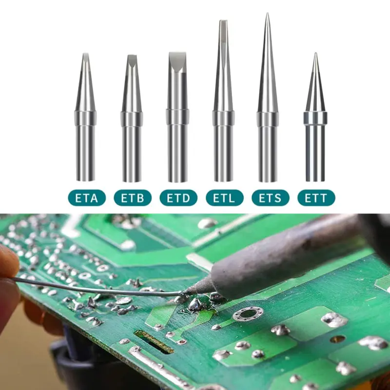 

6pcs Solder Tips for Weller ET Soldering Iron Replacement Tips for WES51/50 WESD51 PES51/50 WE1010NA WCC100 LR21 ET Tip Series
