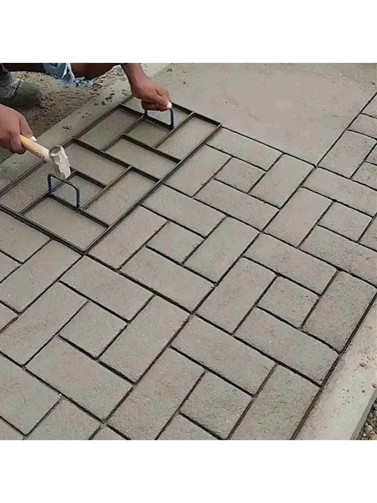 sol en béton de couloir, moule estampé, béton antidérapant, construction de pavés, matériau en acier pour les places de jardin, les cours