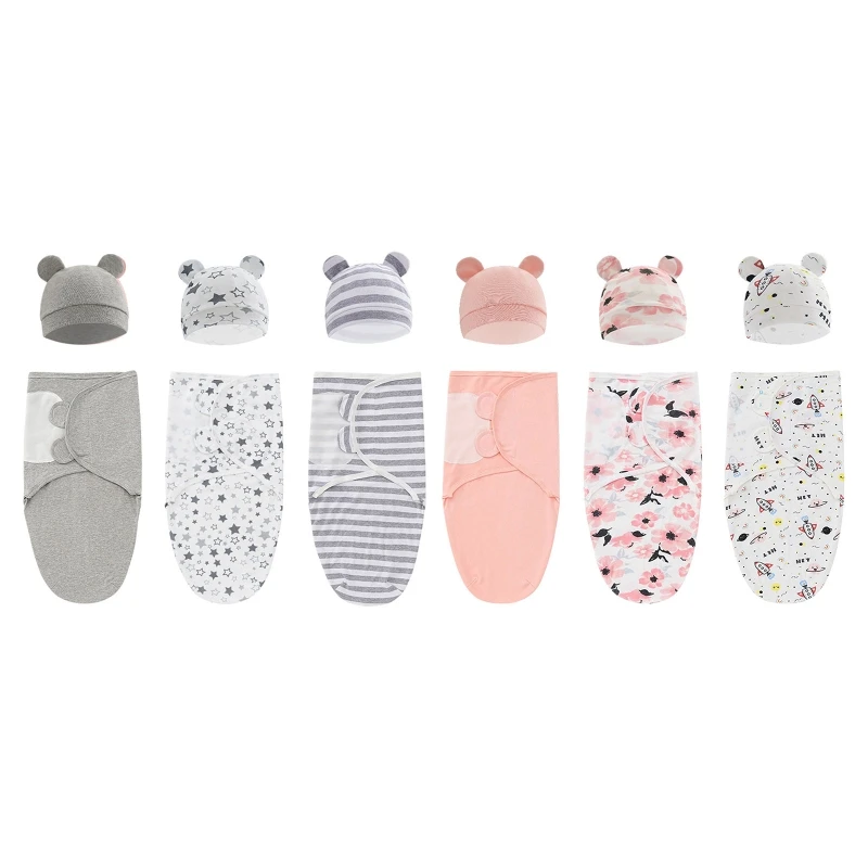 

Y1UB Baby Swaddle Blanket Hat Outfits Swaddling Wrap Newborn Photography Props