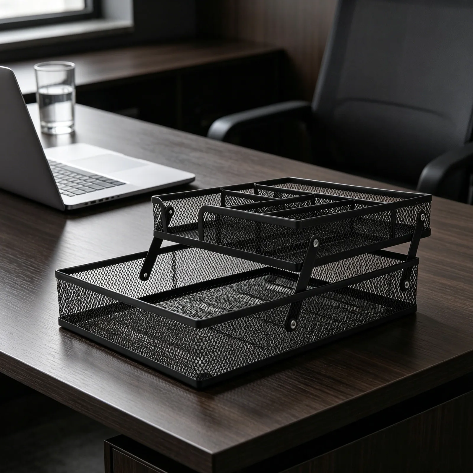 adjustable-liftable-2-tier-metal-file-organizer-black-wrought-iron-desk-file-tray-desktop-office-supplies-storage-rack-workspace