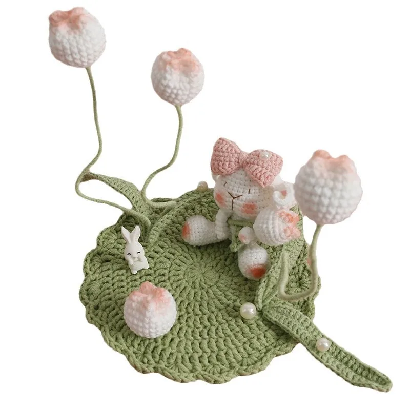 

Artisan Crochet Tulip Bunny — вентилируемый декор для приборной панели, качающийся автомобильный акцент и подарок для дома в стиле бохо
