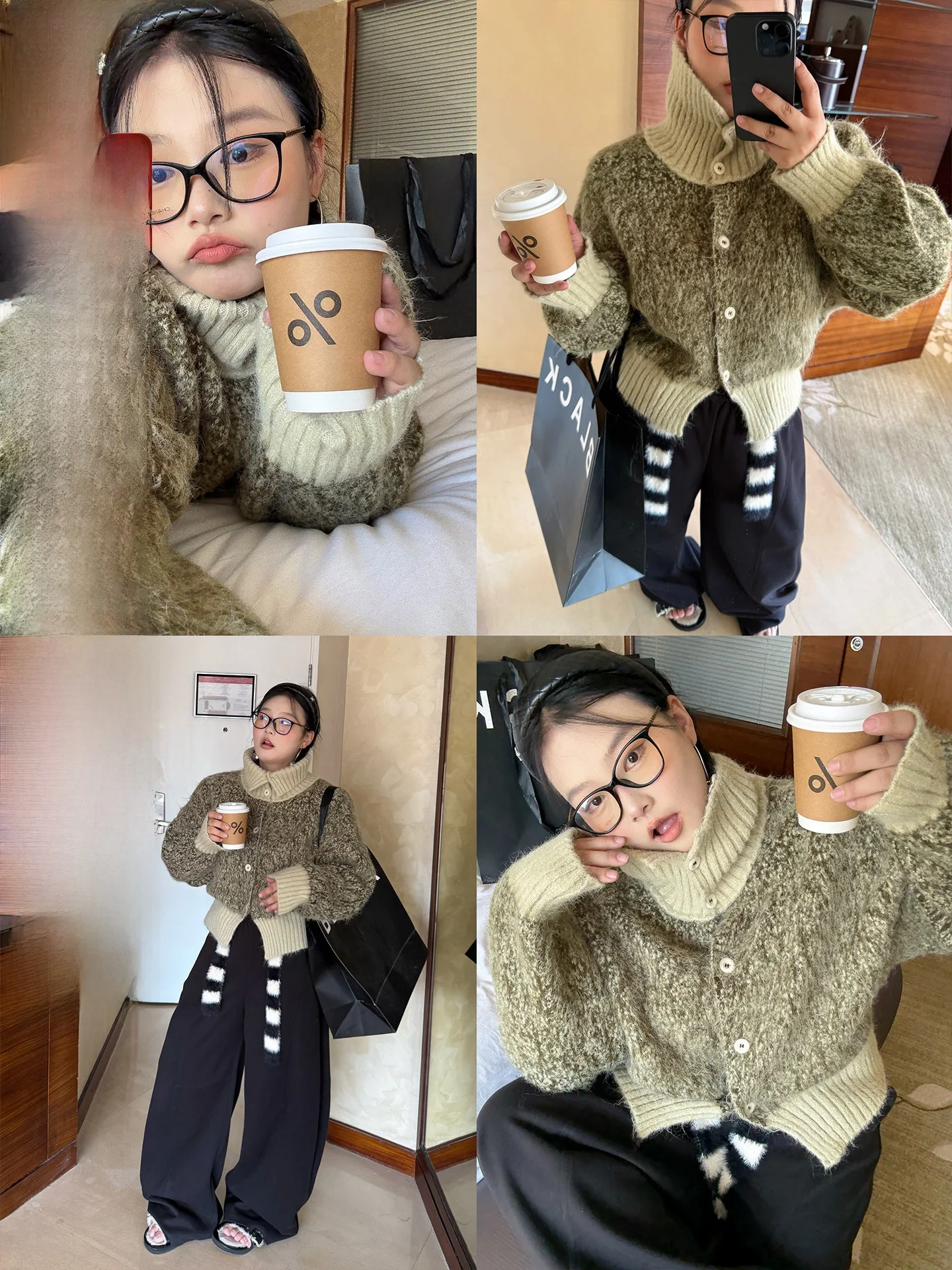 

Женский утепленный вязаный свитер оверсайз с воротником-стойкой Zhou Home, мягкий и уютный, для зимы, модный, для повседневной носки, из смесового волокна