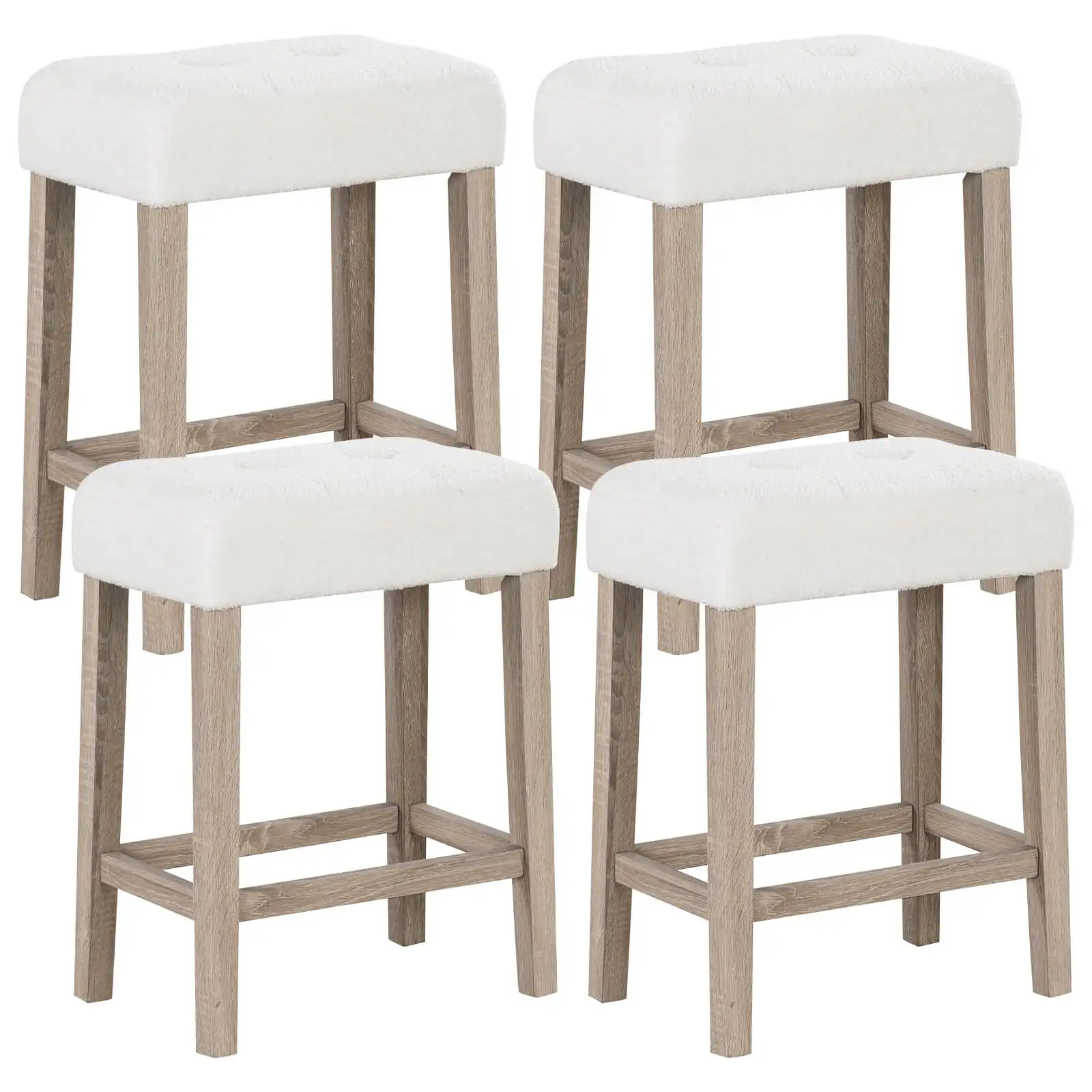 Counter Height Bar Stools Set of 4 w/Rubber Wood Legs Footrest Modern for Home