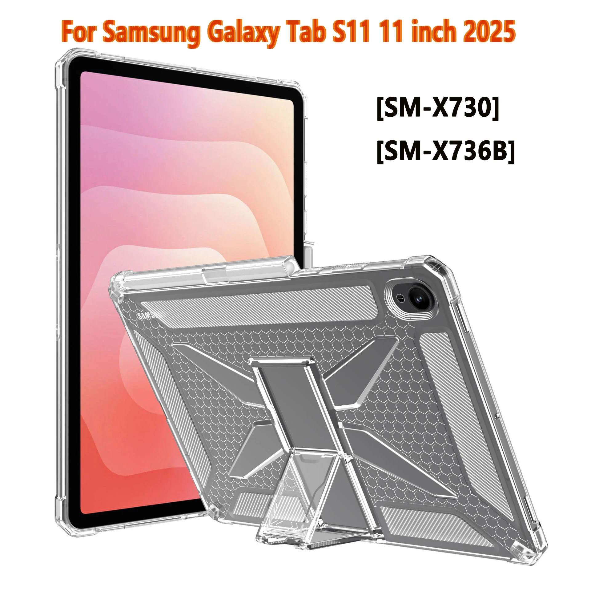 

Для Samsung Galaxy Tab S11 11-дюймовый защитный чехол 2025 5G SM-X730/SM-X736B с подставкой, подушкой безопасности, прозрачный мягкий чехол из ТПУ, чехол для планшета