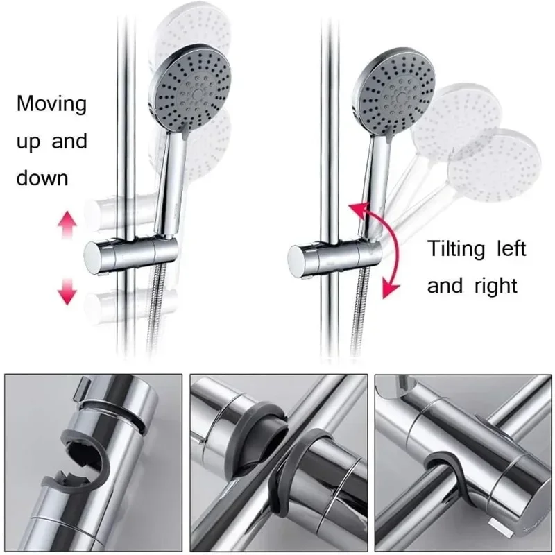Adjustable Shower Holder Clamp Universal Shower Head Holder Shower Stand Rail Slide Bracket Bathroom Accessories 360° Rotation image 3