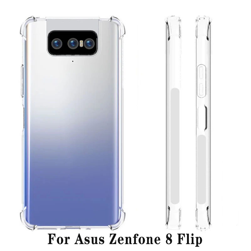 Para asus zenfone 8 flip zs672ks caso à prova de choque airbag claro silicone macio tpu capa traseira fosco caso para zenfone 8 flip zs672ks