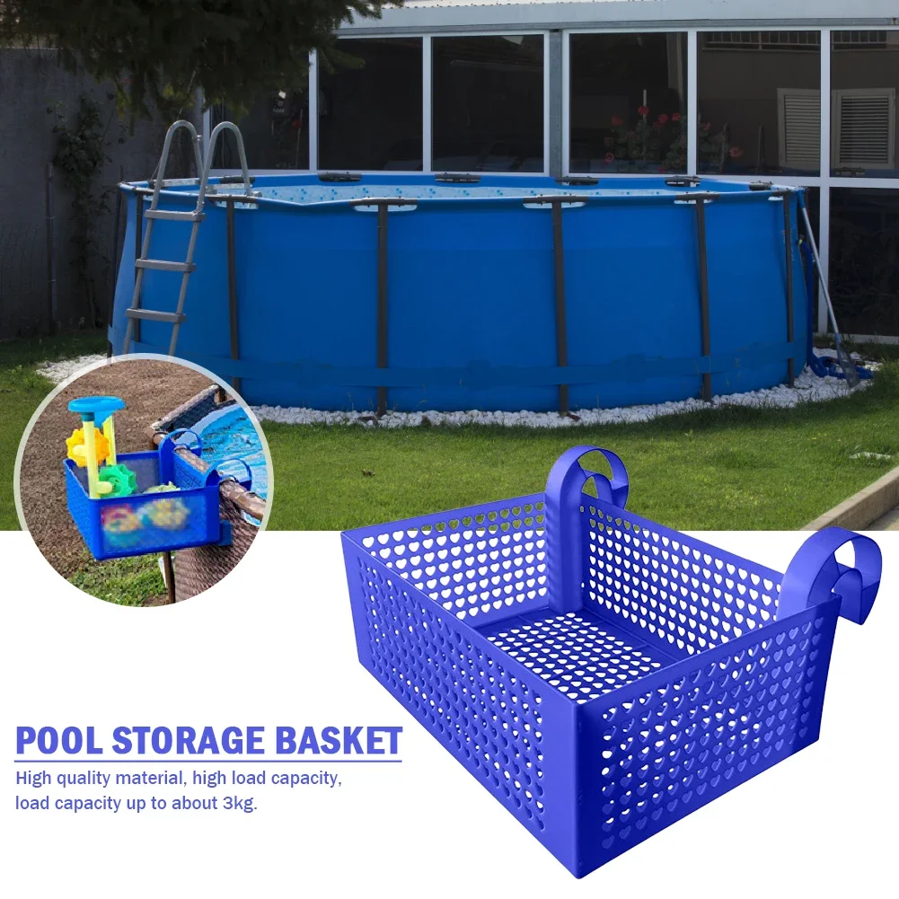 Pool Storage Basket Plastic Hanging Pool Mesh Organizer Hook Drinks Holder Portable Removable Frame Swim Pool Accessories 2024