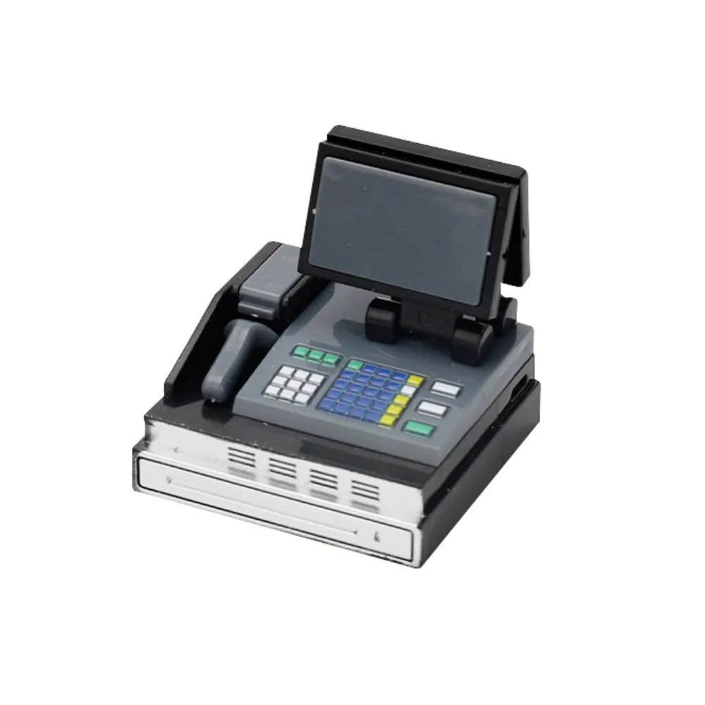 Mini-Haus-Registrierkasse zum Selbermachen, schwarz, grau, Miniatur-Registrierkasse, lustig, Maßstab 1:6/1:12, Mini-Supermarkt, Ladekartenmaschine