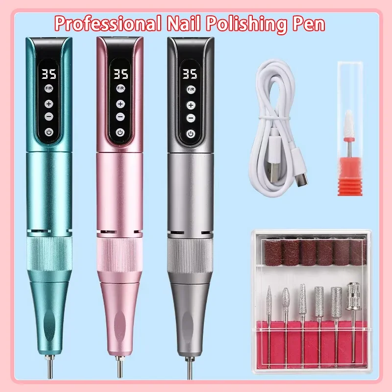 

Беспроводная дрель для ногтей, 35000 об/мин, USB-пилочка для ногтей, полировальная ручка, перезаряжаемая дрель для ногтей, портативная маникюрная дрель, инструмент для салона
