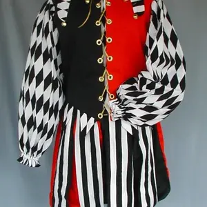 Men's Medieval Renaissance Costume, Court's silly costume with hat, gothic suit, Queen Elizabeth Tudor, Black and White, Clown 10 Main Sales Chapeu Queen Elizabeth - №6