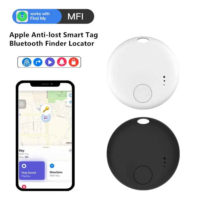 جهاز تعقب ذكي AirTag مزود بتقنية البلوتوث ونظام تحديد المواقع العالمي لـ Apple Find My App-Global Positioning Locator Tag لمفاتيح أمتعة الحيوانات الأليفة