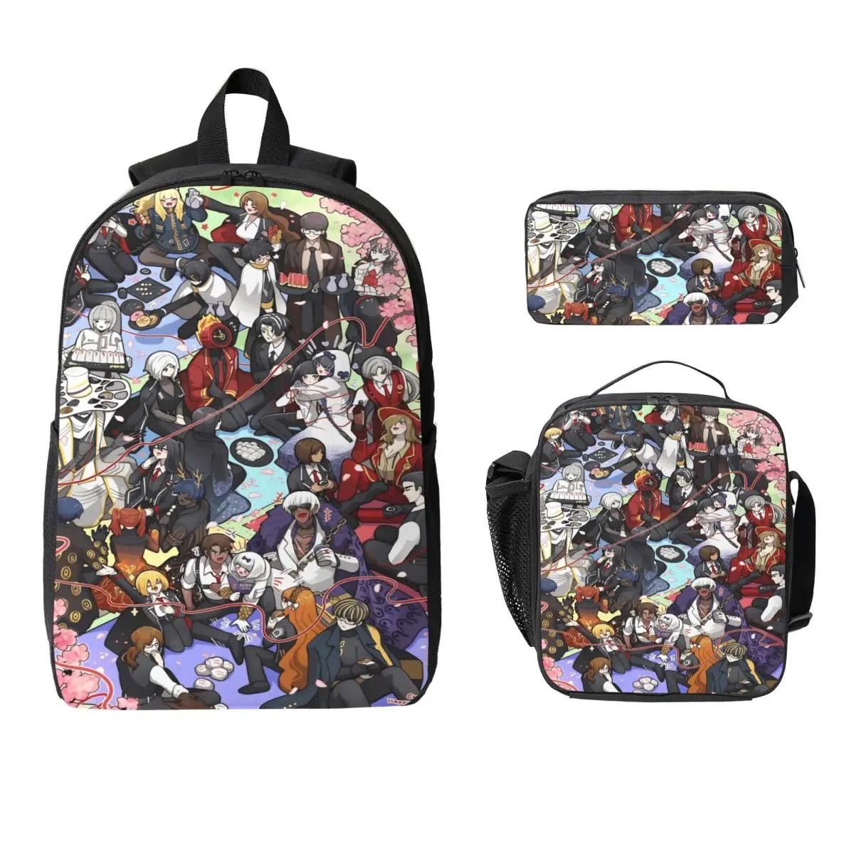 3Pcs Limbus Company Games School bags Set for Boy Girl Pencil Boxes Backpack Sets with Lunch Box For School Students Knapsack