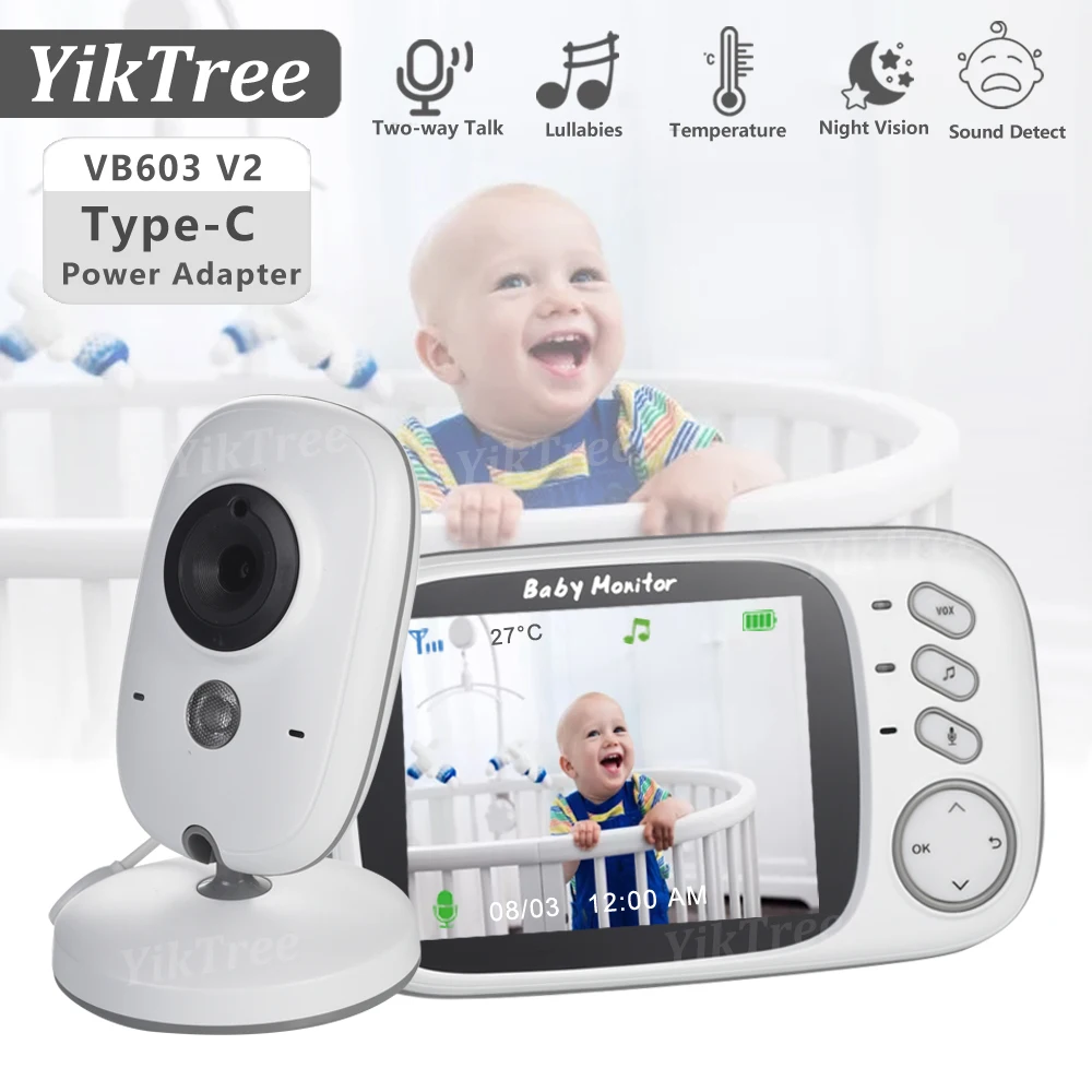 VB603 V2 Video Baby Monitor ไร้สาย 2.4G พร้อม LCD ขนาด 3.2 นิ้ว 2 ทิศทาง Talk Night Vision การเฝ้าระวังความปลอดภัย Cam พี่เลี้ยงเด็ก