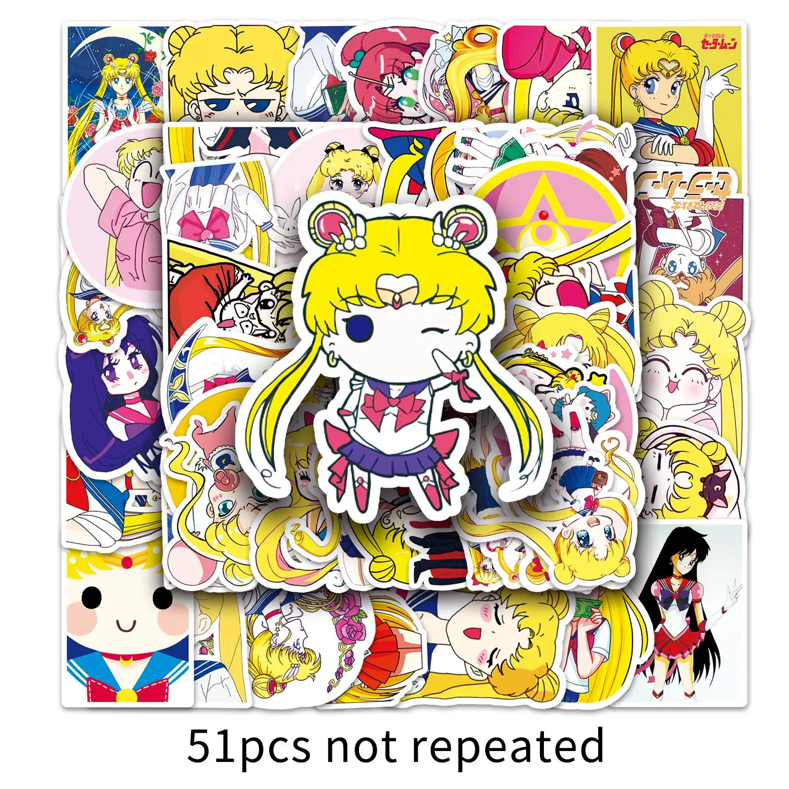 10/30/50 Uds pegatinas de dibujos animados de Sailor Moon pegatina de Anime japonés calcomanías divertidas DIY álbum de recortes equipaje portátil guitarra coche bicicleta juguetes para niños