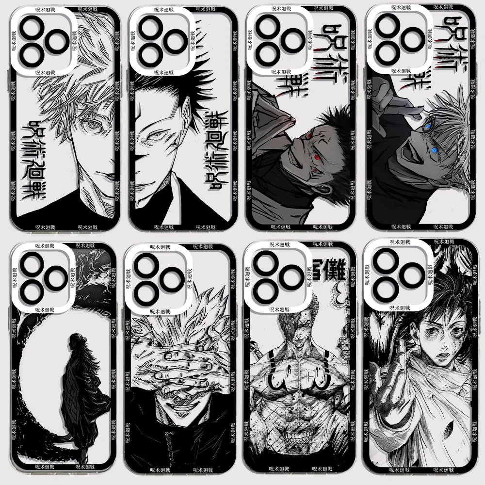 Cool Jujutsu Kaisen Phone Case For iPhone 15 14 13 12 11 Mini Pro Max X XR XSMax 6S 6 7 8 Plus SE20 Transparent Cover