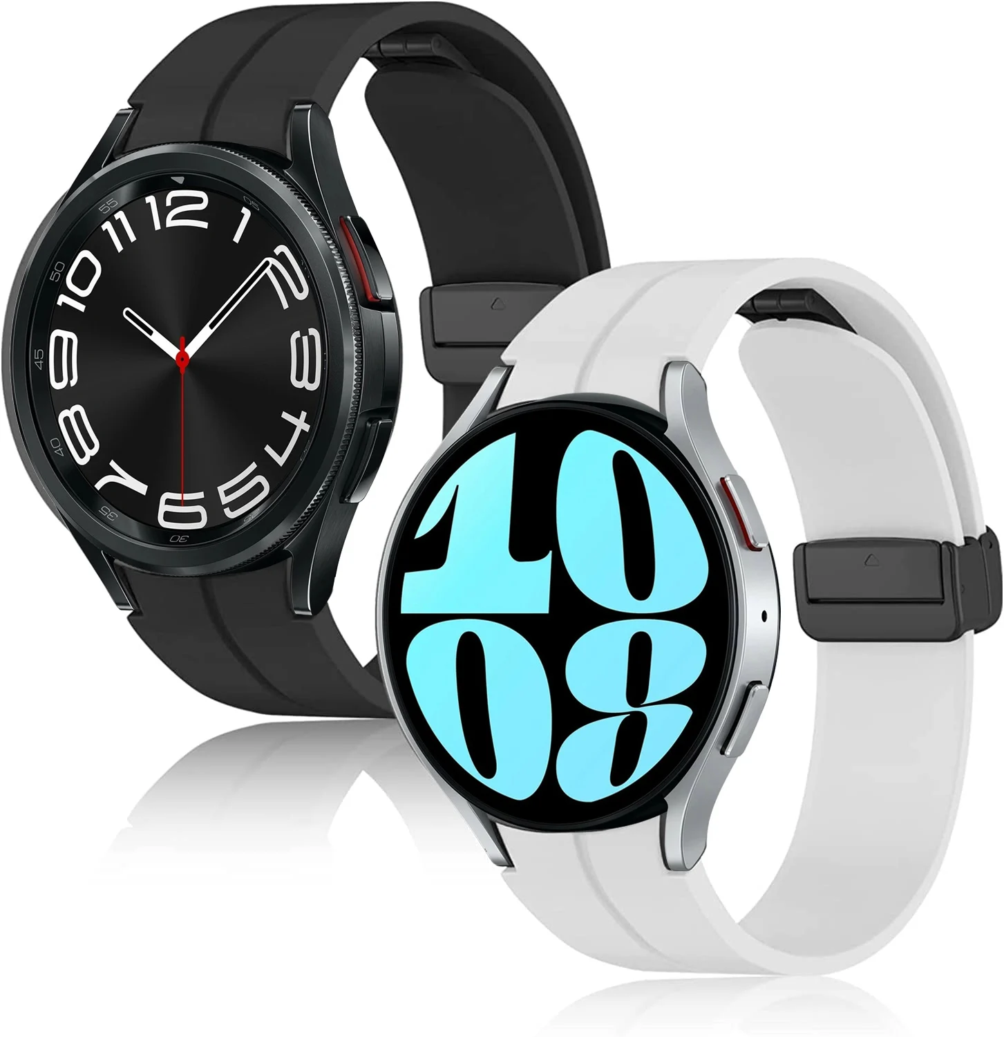 Ремешок силиконовый для Samsung Galaxy Watch 7 6 5 4 42/44 мм, классический браслет с магнитной застежкой, 42/43/46/47 мм Pro 45 мм, оригинал