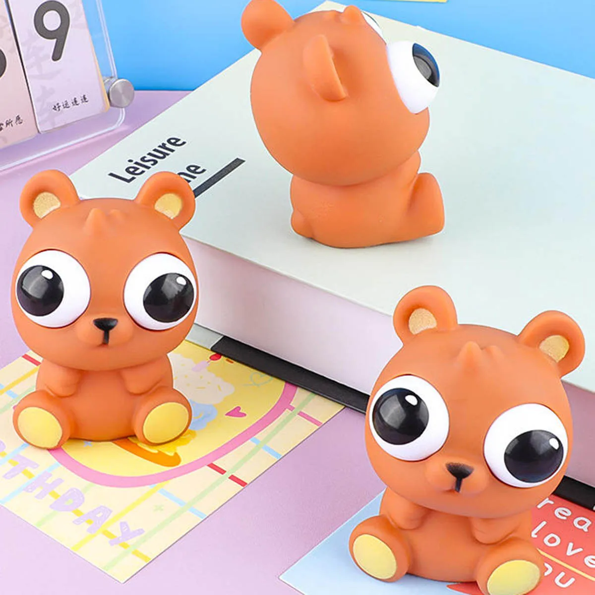 Animal dos desenhos animados novidade globo ocular explosão squeeze brinquedo sensorial bonito urso pitada brinquedo mole crianças descompressão fidget presentes engraçados