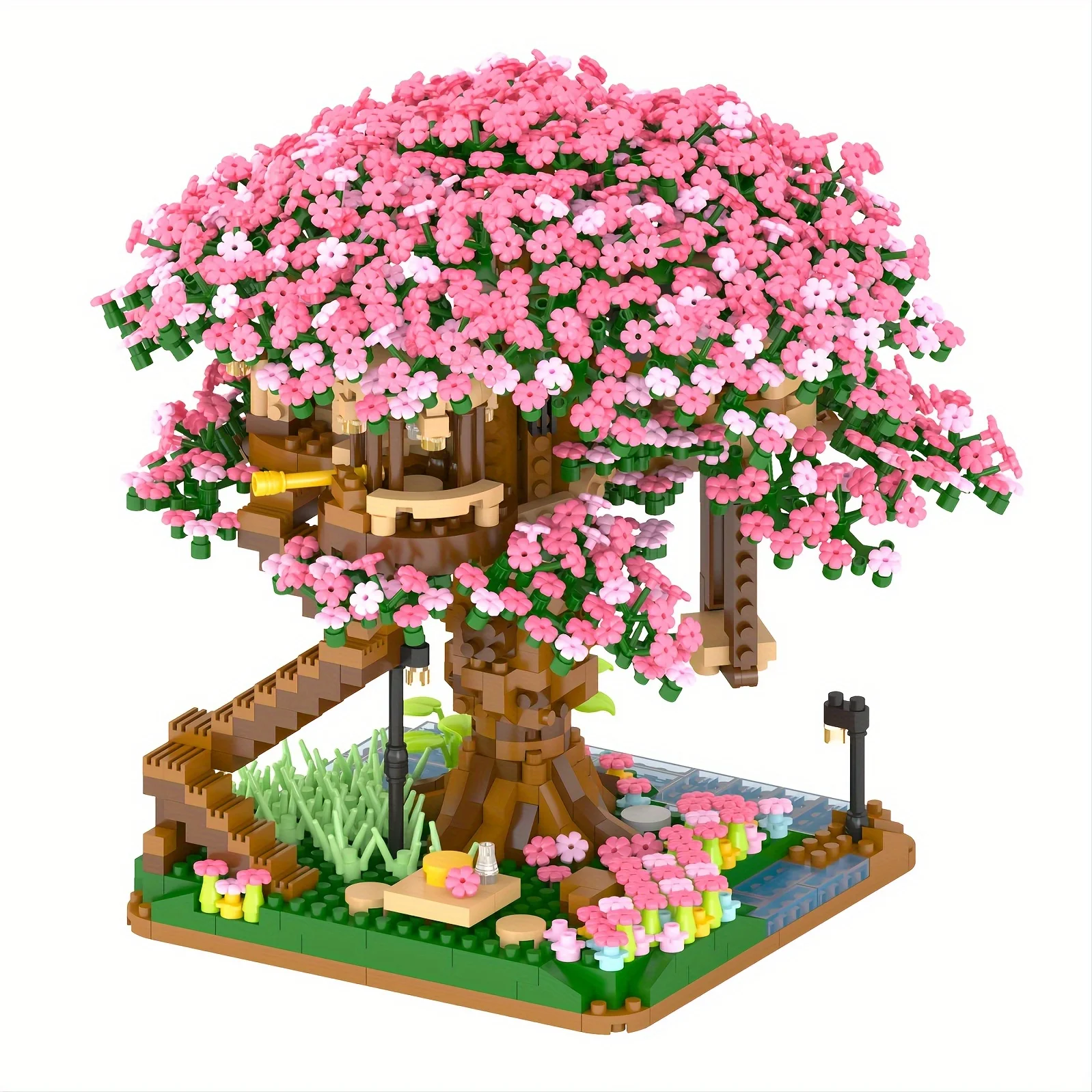 

2000+Pcs Upgraded Pink Cherry Blossom Tree House Building Blocks Set Halloween/Thanksgiving Day/Christmas Gift