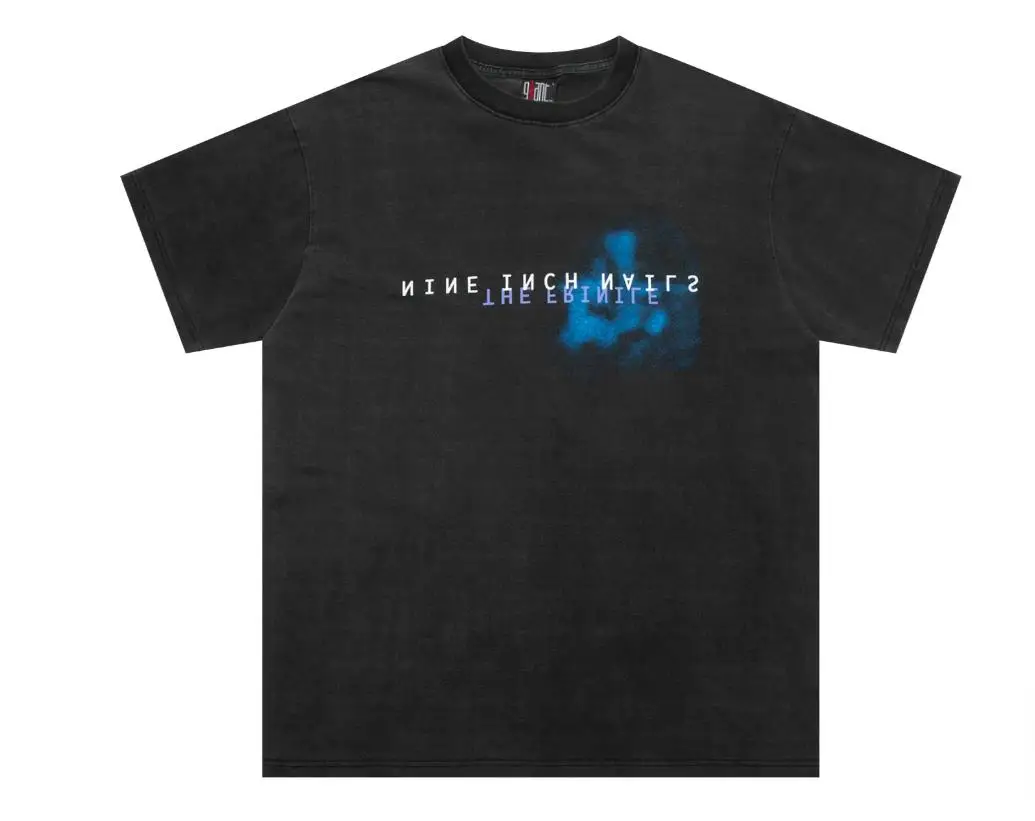2026 nine inch nails vintage tee Casual Washed Distressed Loose-Fit T-Shirt TX1683