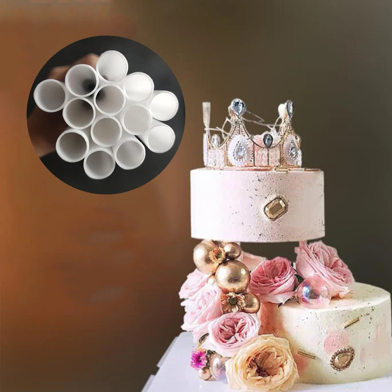 10 Pcs Suspended Cake Dowels White Plastic Cake Support Rods Round Dowels Straws Reusable split layer cake support