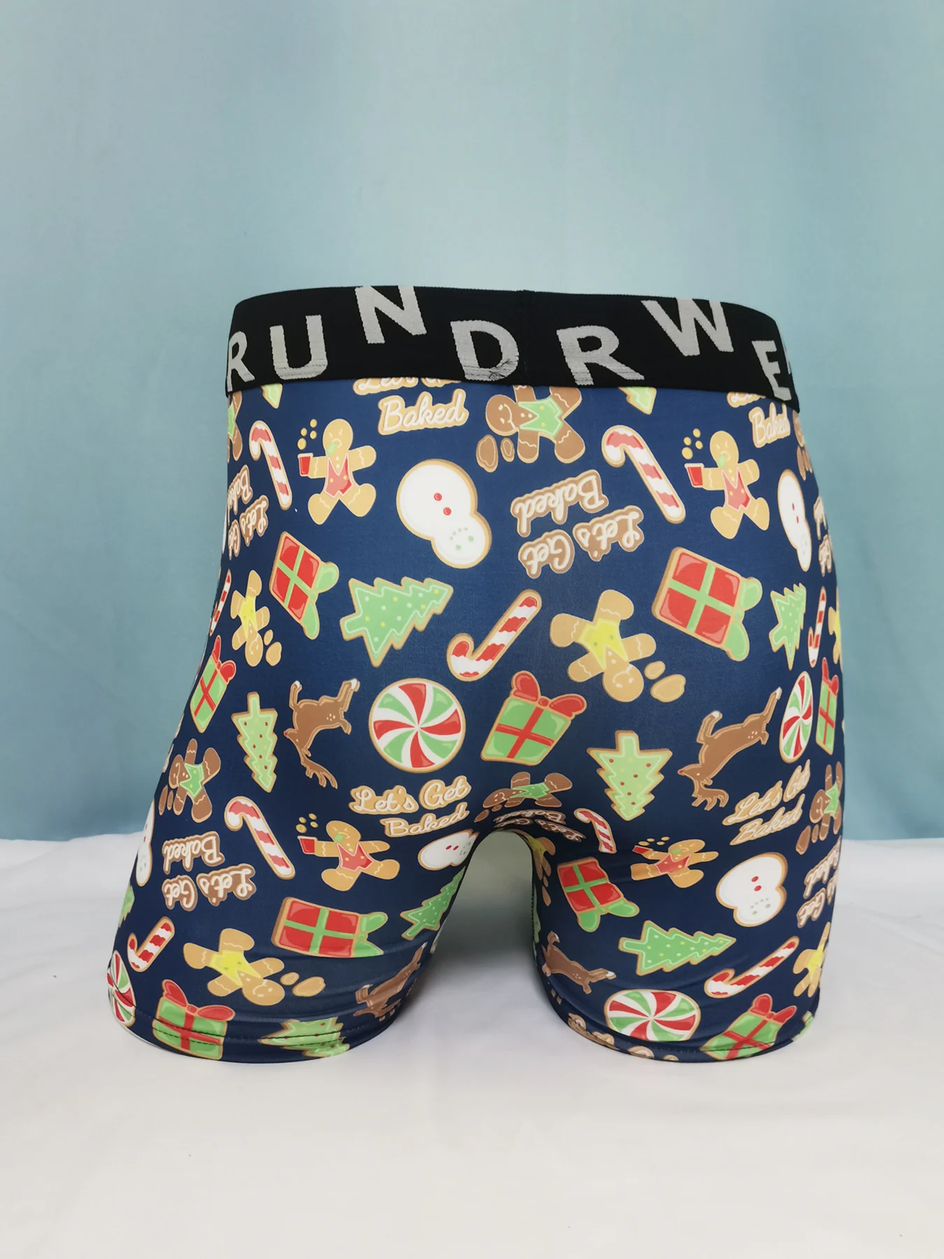 Men Christmas Stylish Printing Shorts Underwear Mid Waist Elastic Waistband Boxer Brief Breathable Underpants