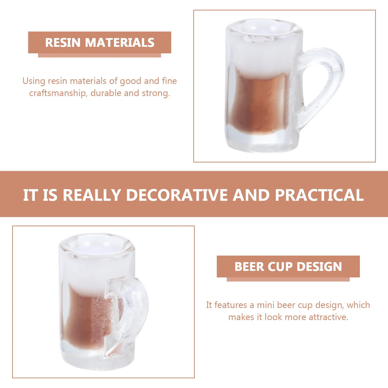 

24Pcs Summer Hanging Resin Beer Cup Pendants Durable DIY Keychain Charms Creative Jewelry Decorations Simulation Beer Cup