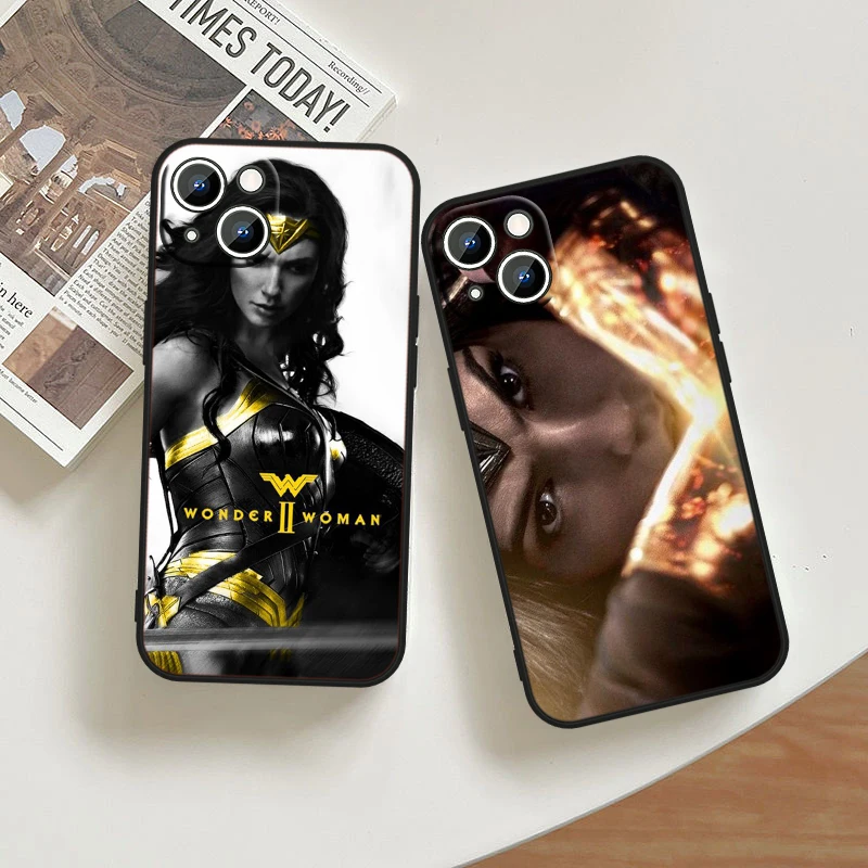 Wonder Woman Cute For iPhone 15 14 13 12 11 XS XR X 8 7 6 6S 5 5S Pro Max Plus Black Shockproof Phone Case