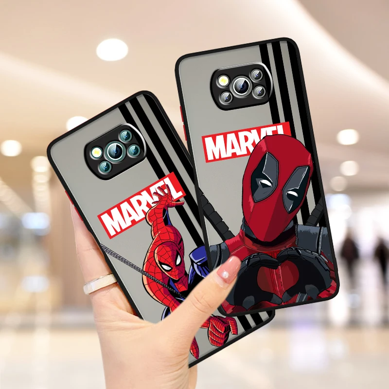 SpiderMan Deadpool Heroic Frosted Translucent For Xiaomi Mi Poco X5 X4 X3 M6 M5S M5 M4 M3 F5 F4 F3 F6 Pro 5G Cover Phone Case