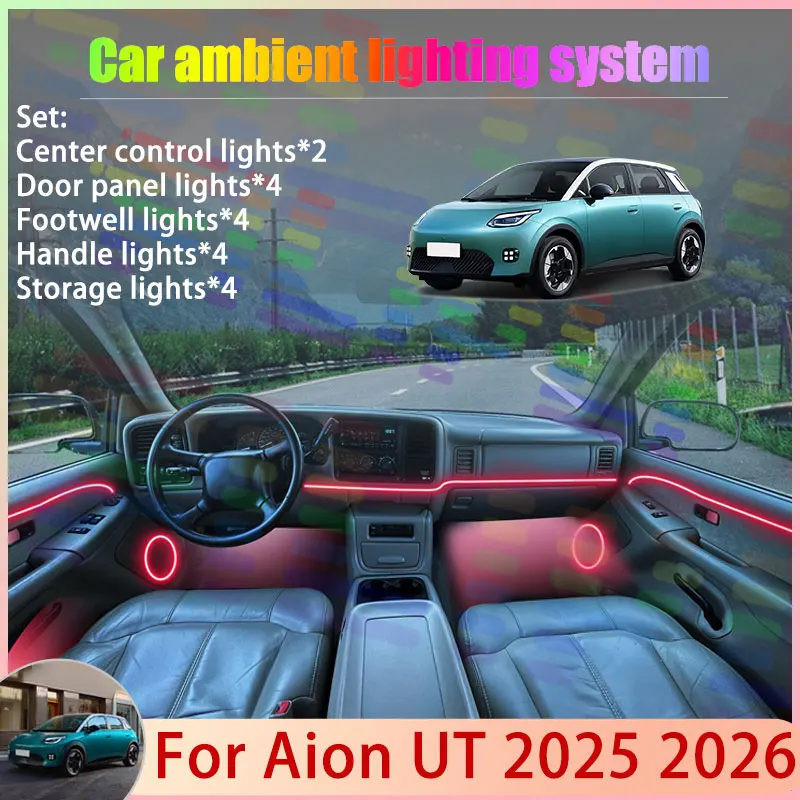 

For Aion UT 2025 2026 AY2 2/24 in 1 Car Atmosphere Light Lamp RGB Shade Ensemble Streamer Atmosphere Set Accessories Auto Part